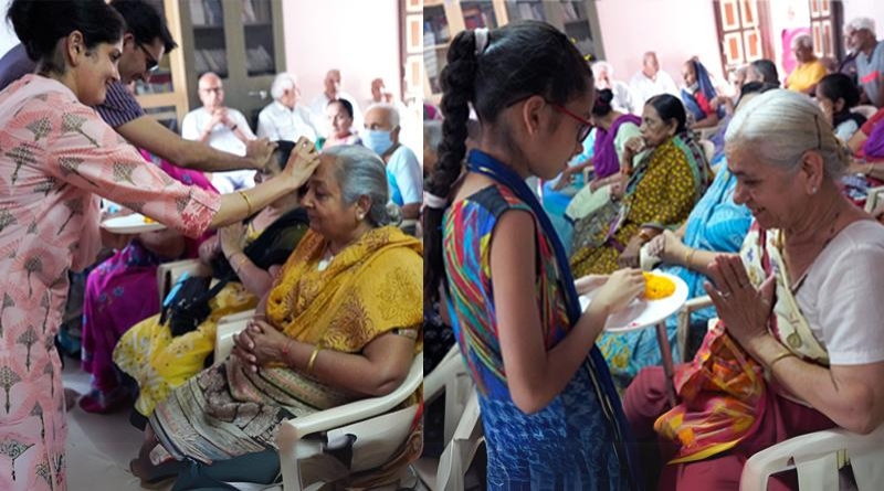 શ્રીહરિ શાંતિનિકેતન વયસ્ક વિશ્રામ સ્થાન ખાતે પર્વ ફ્યુઝન બેન્ડના કલાકારો ડૉ. કૃપેશ નયના શશીકાંત, ડૉ. પૂજા ઠક્કર, પર્વ ઠક્કર અને વાચા ઠક્કર એ દેવી સ્વરૂપ વૃદ્ધ માતાઓનું પૂજન કર્યું.